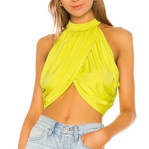 superdown Neon Yellow Halter Crop Top